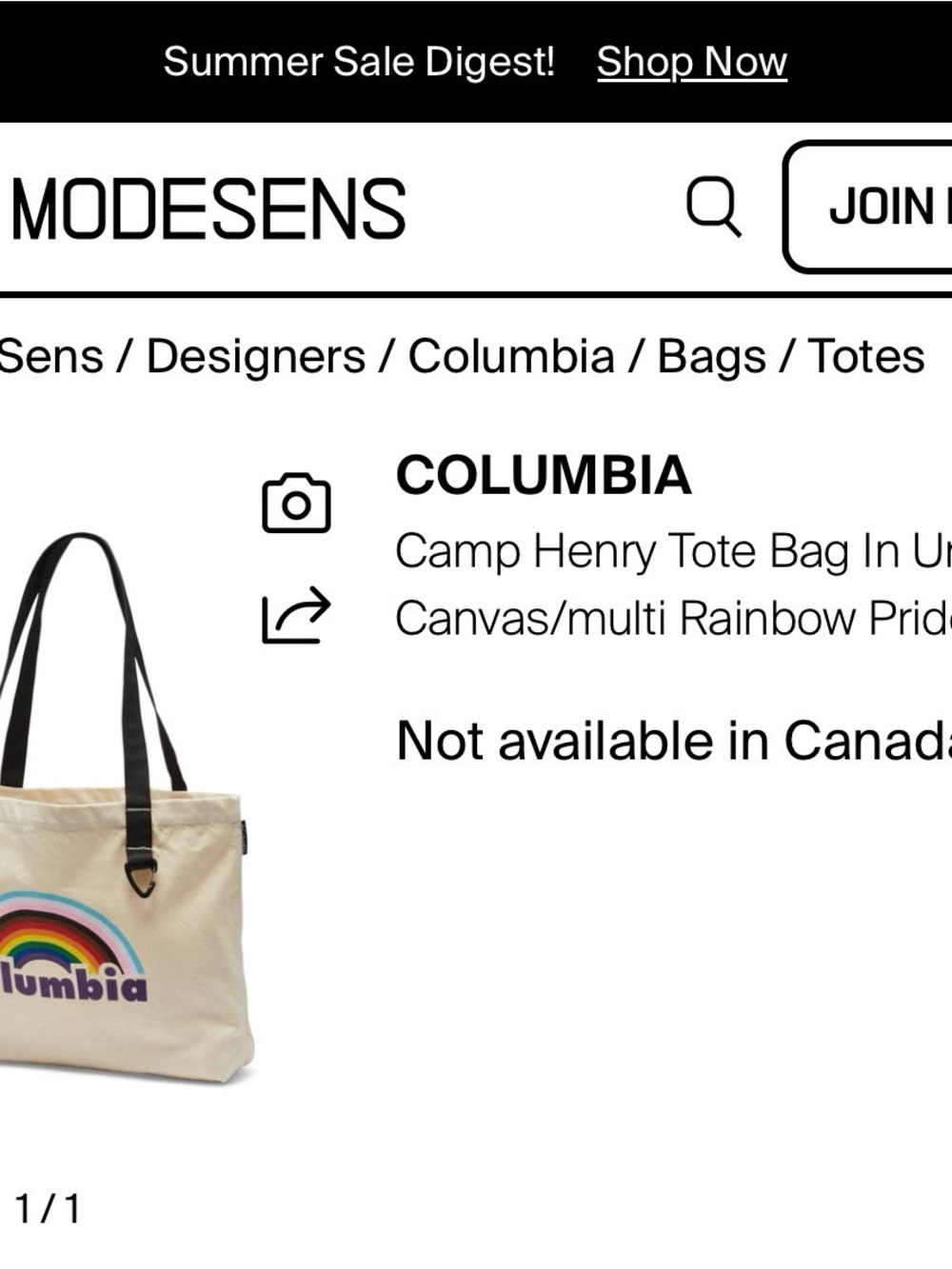 Columbia Pride Tote with Rainbow Logo - Picture 5 of 5